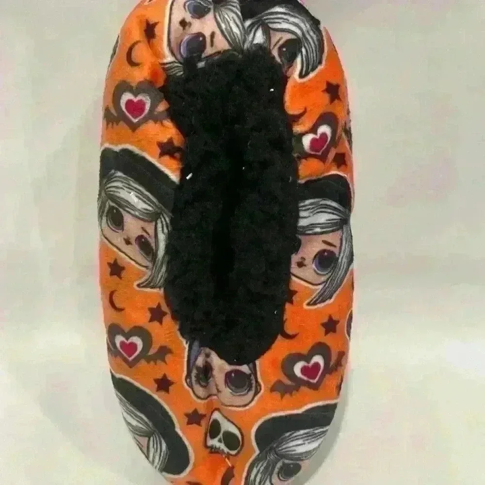 LOL‎ Surprise Fuzzy Babba Slipper Socks Orange Halloween Kids Shoe Size 8-13 S/M